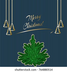 Winter greeting card with christmas decorations and fir-tree. Vector illustration EPS10