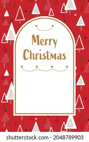winter greeting card template with decorative trees
