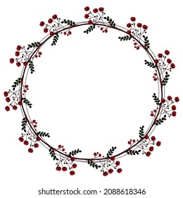 Winter greeting cards. winter leaves and berry decoration.