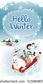 Winter greeting Hello winter card long version