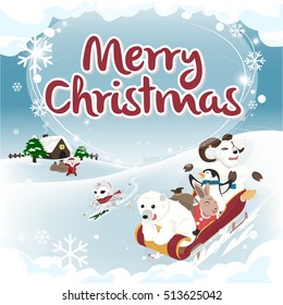 Winter greeting Merry Christmas card square version