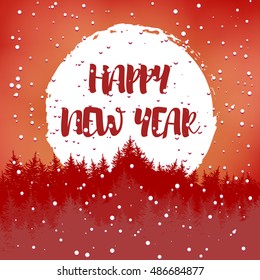 Winter greeting postcard with wishes for a happy new year. Vector
