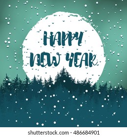 Winter greeting postcard with wishes for a happy new year. Vector
