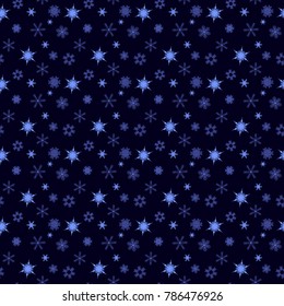 Winter greeting.  Seamless pattern with snowflakes,  Vector illustration.