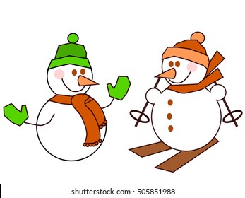 Winter greetings with snowman