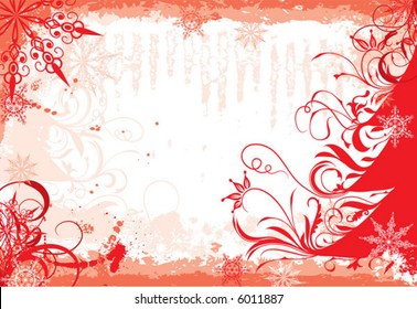 Winter grunge christmas frame, vector illustration