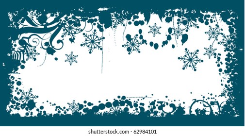 Winter grunge floral background, vector illustration