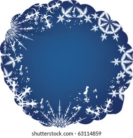 Winter grunge floral background, vector