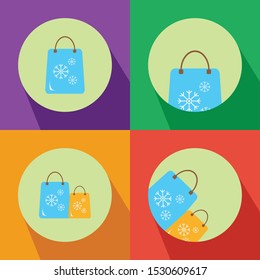 Winter Hand Bag Four Color Flat Icon Logo Vector Illustration with Different Style 