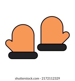 Icono de accesorio de cubierta manual de invierno, vector guantes 