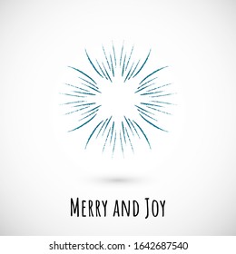 Winter hand draw blue snowflake icon with text on vignette background. Simple doodle design. Vector illustration with nice phrase for winter holidays card and events, wrapping paper and textile.