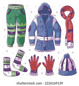 Winterhandgezeichnete Doodle-Vollfarbe