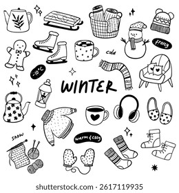 Winter Hand Drawn Doodle Set