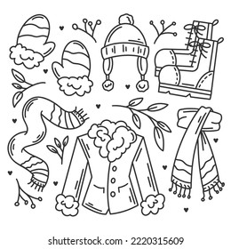 Colores de doodles dibujados a mano en invierno