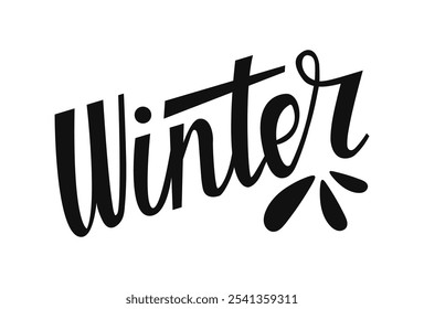 Winter hand drawn typography on white background. Season word for invitation, greeting card, t shirt, print, banner and poster. Handwritten Lettering template design