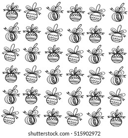 Winter hand drawn vector illustration with Christmas decorations on white background. Doodle set of cute balls . Festive theme.