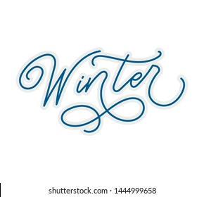 Winter hand drawn word. Original custom hand lettering. Brush handwritten lettering good for party poster, print, banner, card, postcard, gift tag, photo overlay. Card design element with calligraphy.