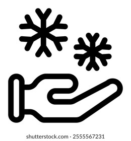 Winter hand icon with simple and line style