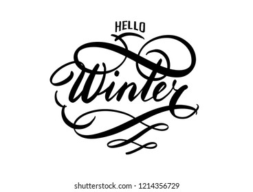 Winter hand lettering. Hand drawn vector calligraphy. Winter season illustration. 