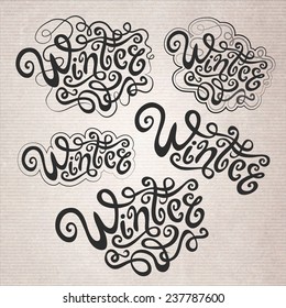 Winter hand lettering - handmade calligraphy, vector