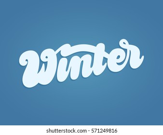 Winter hand lettering vector illustration. Brush calligraphy