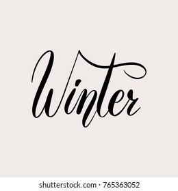 Winter hand lettering vector illustration. Hand draw lettering text for emblem, invitation, logo, greeting card, print, poster. Vector season illustration. Typographic banner with fine background.