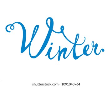 Winter. Hand written doodle vector word on white background