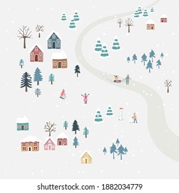 Winter hand-drawn style, cute and fun characters.