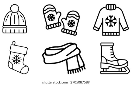 Conjunto de vetores desenhados à mão de inverno — Ilustrações sazonais e elementos de esboço acolhedores