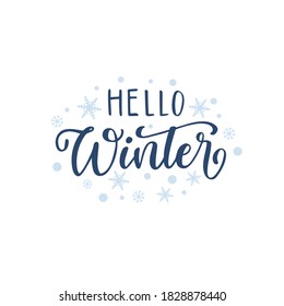 Winter for Happy holidays greeting card. Vector Lettering celebration logo. Typography for winter holidays. Calligraphic poster on white background.Postcard motive.