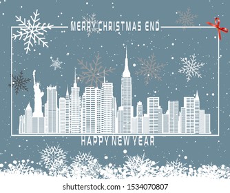 Winter Happy New Year New York City Vector