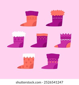 Winter happy socks set pink