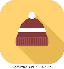 Winter Hat Beanie Flat Icon Vector Illustration