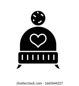 Winter hat black icon, concept illustration, vector flat symbol, glyph sign.