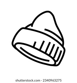 vector de icono de la línea de gorro de invierno. signo de gorra de sombrero de invierno. símbolo de contorno aislado ilustración negra