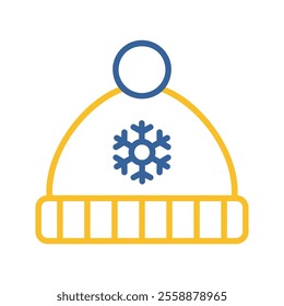 Winter hat cap with snowflake and pompom vector icon. Winter sign. Graph symbol for event and holiday web site and apps design, logo, app, UI