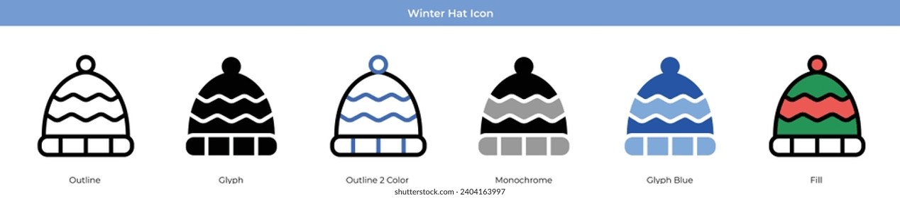 Winter-Hat-Weihnachtssymbol-Set