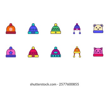 Winter Hat Clipart Element Set