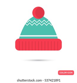 Winter hat color icon. Flat design for web and mobile