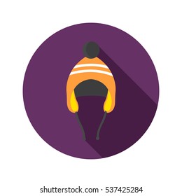 Winter hat color icon. Flat design for web and mobile