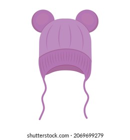 Winter hat, color isolated vector illustration in cartoon style