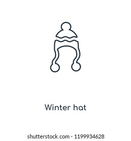 Winter hat concept line icon. Linear Winter hat concept outline symbol design. This simple element illustration can be used for web and mobile UI/UX.
