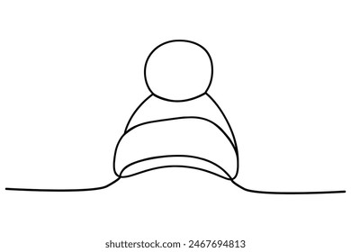 Winter hat, continuous one line drawing. Vector illustration