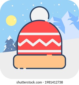 Winter hat cute icon. Winter is coming