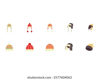 Winter Hat Design Element Set