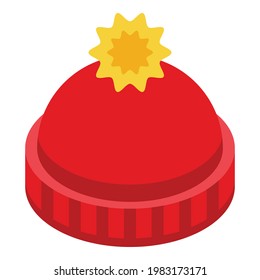 Winterhut-Spendensymbol. Isometrisch aus Wintermützenspende, Vektorsymbol für Webdesign einzeln auf weißem Hintergrund