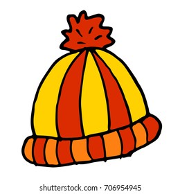 winter hat doodle cartoon sketch vector illustration
