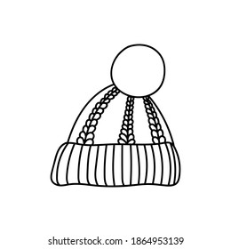 
Winterhutdoodle-Kontur auf weißem Hintergrund