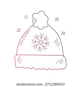 Winter Hat doodle icon with white background vector stock illustration