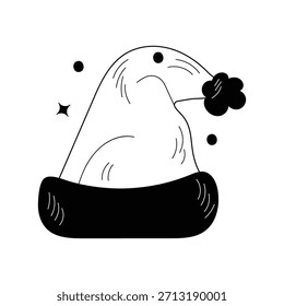 Winter Hat doodle icon with white background vector stock illustration